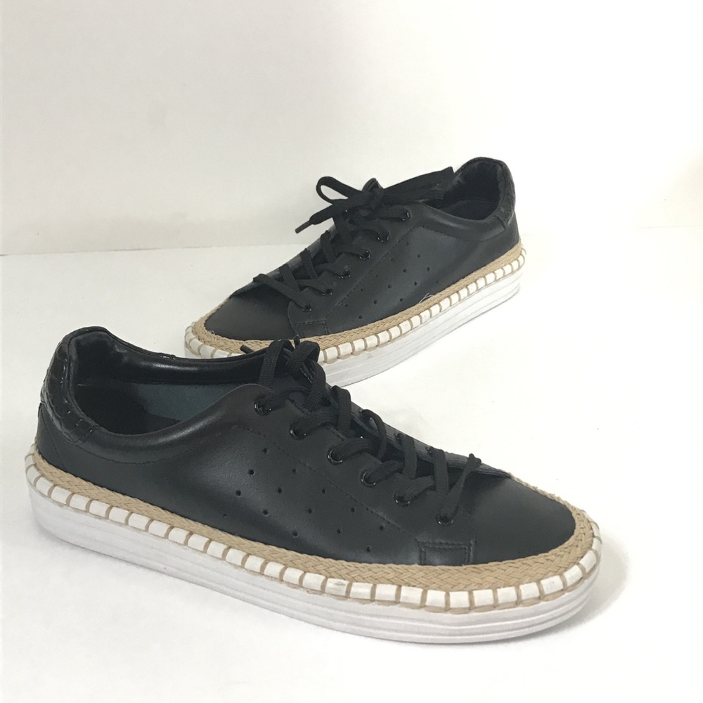 NEW Sam Edelman Black Leather Kavi Sneaker Sz 6.5 - Picture 1 of 6